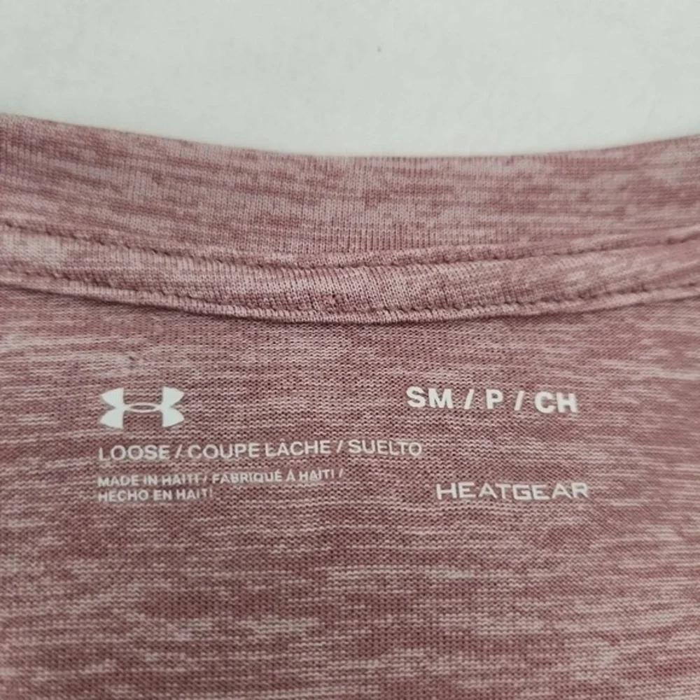 Under Armour TShirt Womens Size Small Heathered Pink VNeck ShortSleeveAthleisure - Picture 5 of 11